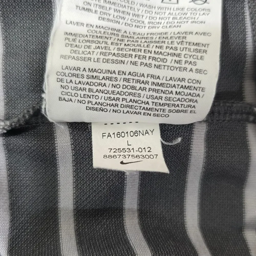 Nike Dri-fit grey striped short sleeve polo shirt - large